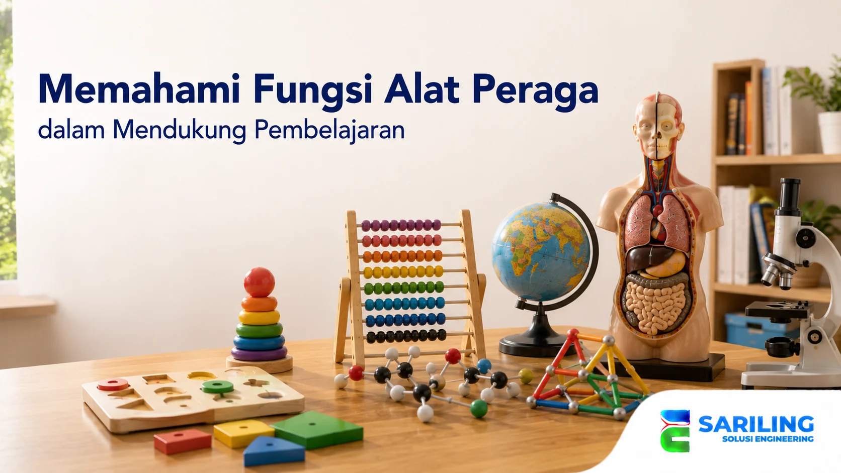 Berbagai alat peraga edukatif seperti model sains, alat hitung, dan media visual yang mendukung proses pembelajaran interaktif.