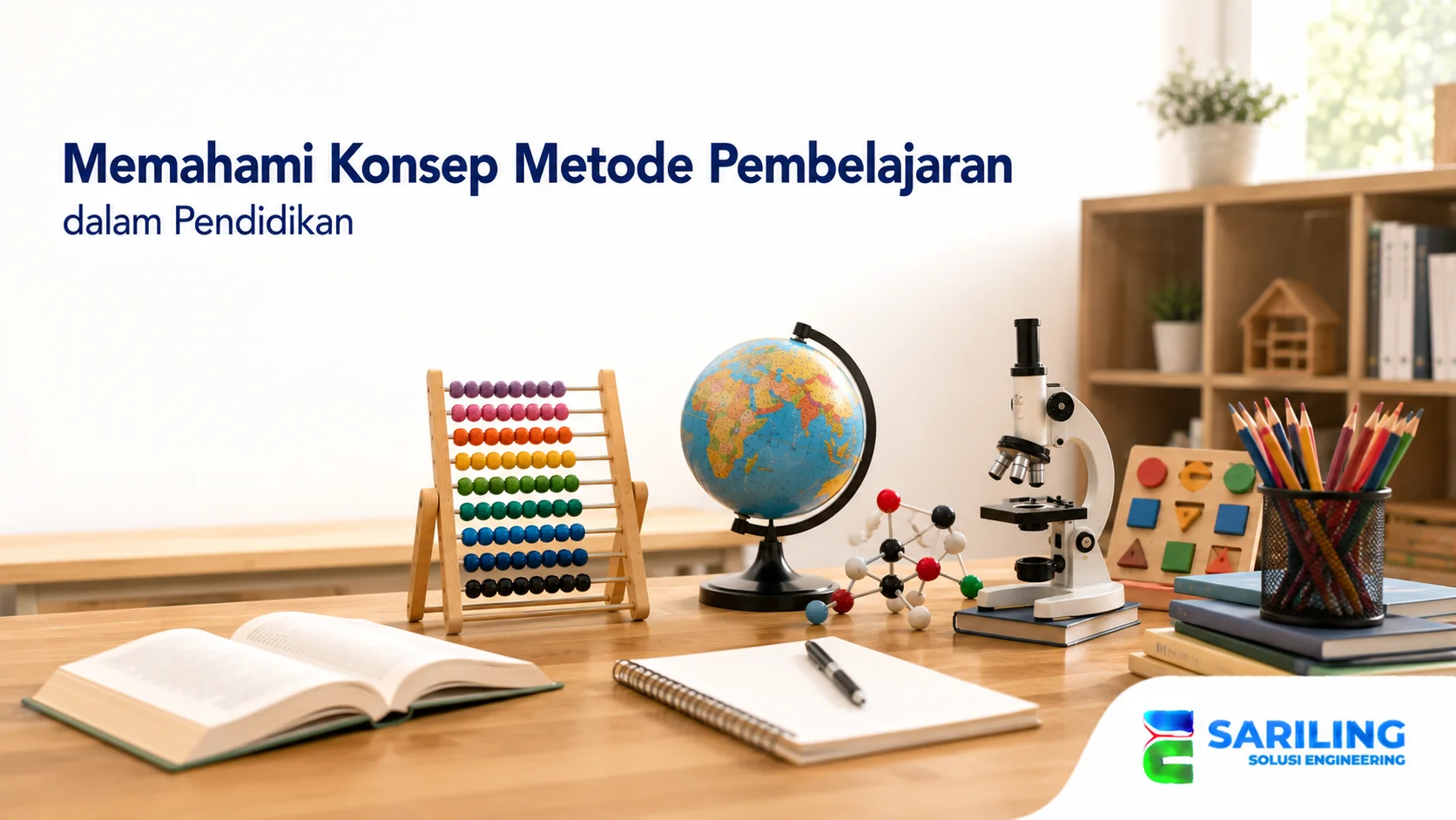 Media pembelajaran edukatif seperti model sains, buku, dan alat peraga yang mendukung penerapan metode pembelajaran di pendidikan.