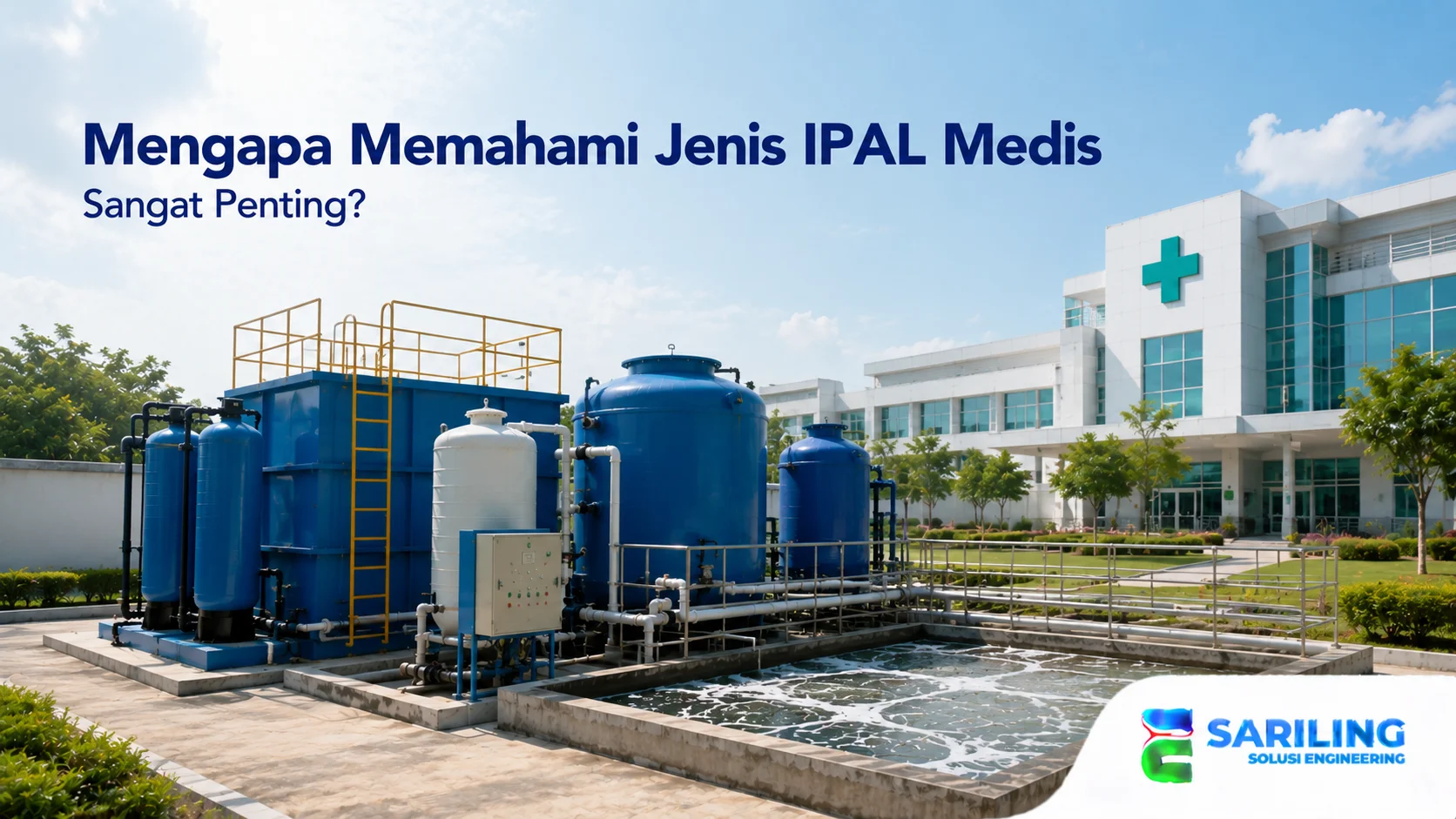 Berbagai sistem IPAL Medis dengan teknologi pengolahan limbah cair untuk fasilitas kesehatan.
