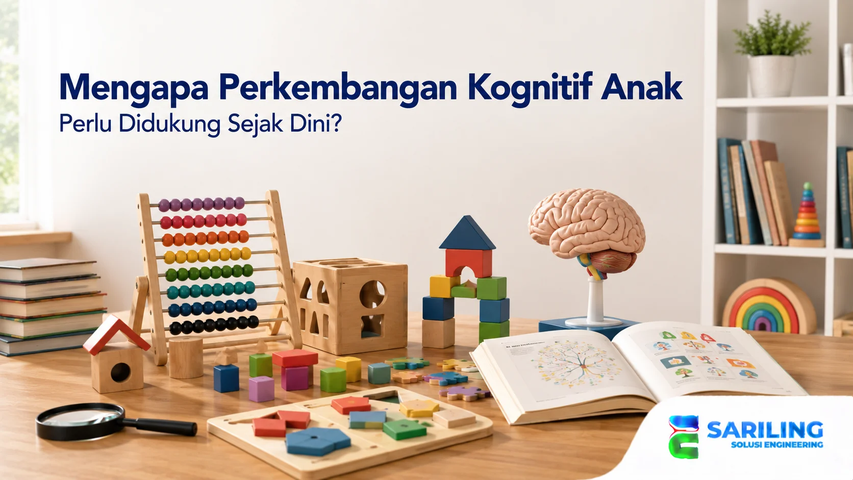 Media edukatif seperti puzzle, balok, buku, dan model pembelajaran yang mendukung perkembangan kognitif anak.
