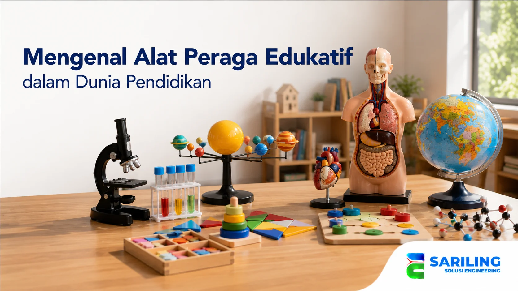 Alat peraga edukatif berupa model pembelajaran visual yang digunakan untuk mendukung proses belajar interaktif di sekolah.