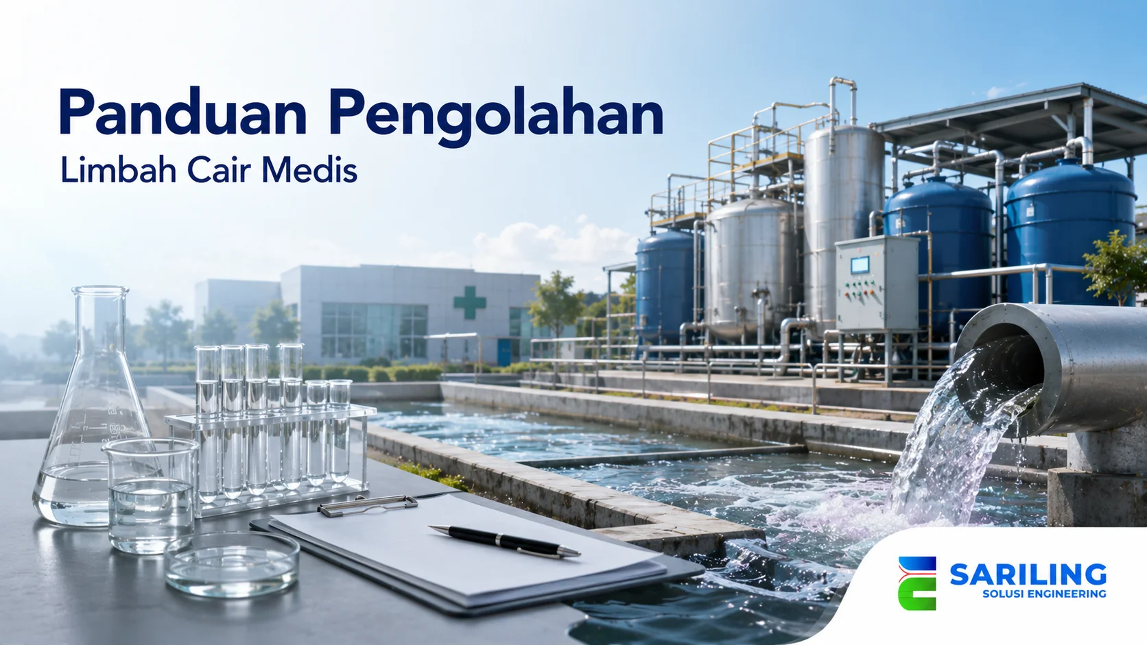 Panduan pengolahan limbah cair medis menggunakan sistem IPAL untuk pengelolaan limbah fasilitas kesehatan.