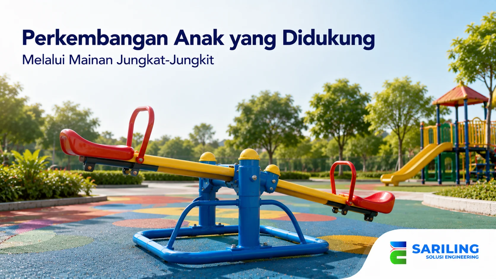 Mainan jungkat-jungkit playground sebagai media pendukung perkembangan fisik dan sosial anak.