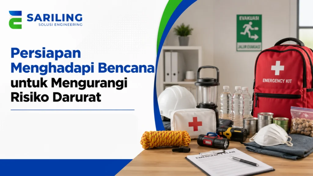 Ilustrasi persiapan menghadapi bencana menggunakan emergency kit untuk mengurangi risiko darurat