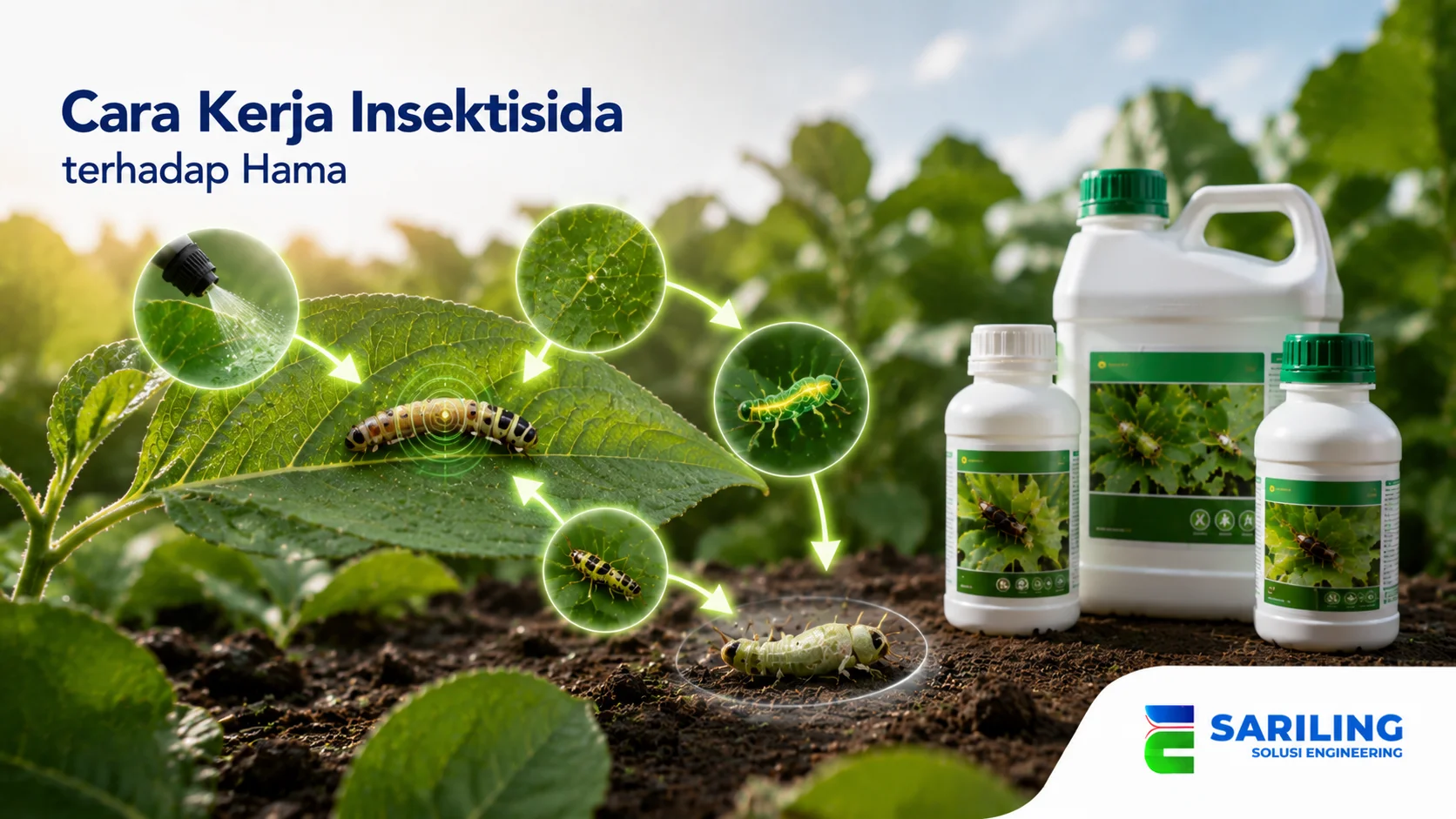 Cara kerja insektisida dalam mengendalikan hama pada tanaman.