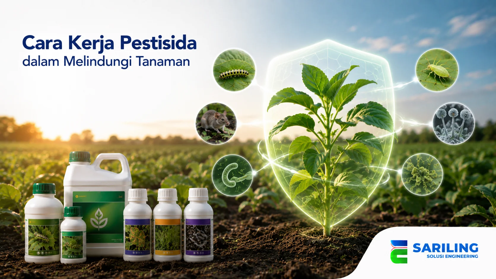 Cara kerja pestisida dalam melindungi tanaman dari organisme pengganggu.