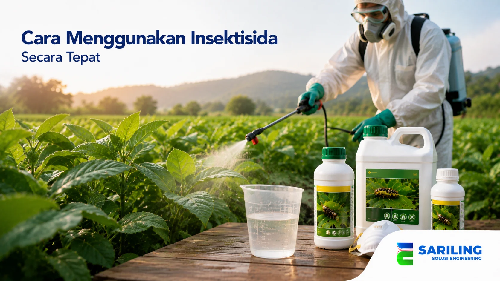 Cara menggunakan insektisida secara tepat dengan proses penyemprotan pada tanaman.