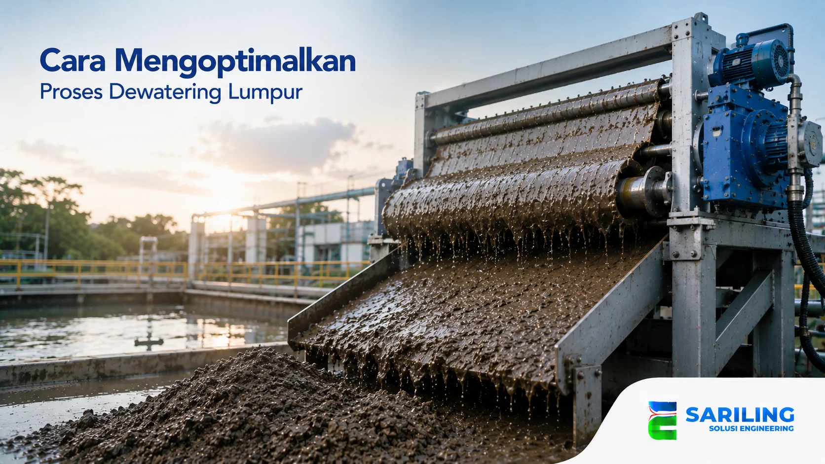 Proses optimalisasi dewatering lumpur pada sistem IPAL untuk meningkatkan efisiensi pengolahan limbah.