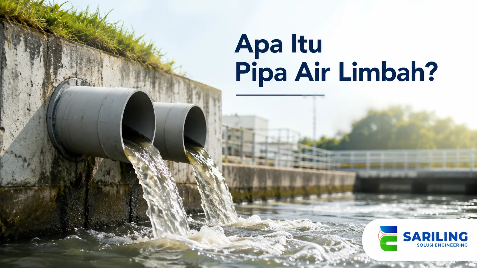 Pipa air limbah menyalurkan air buangan melalui sistem pembuangan.
