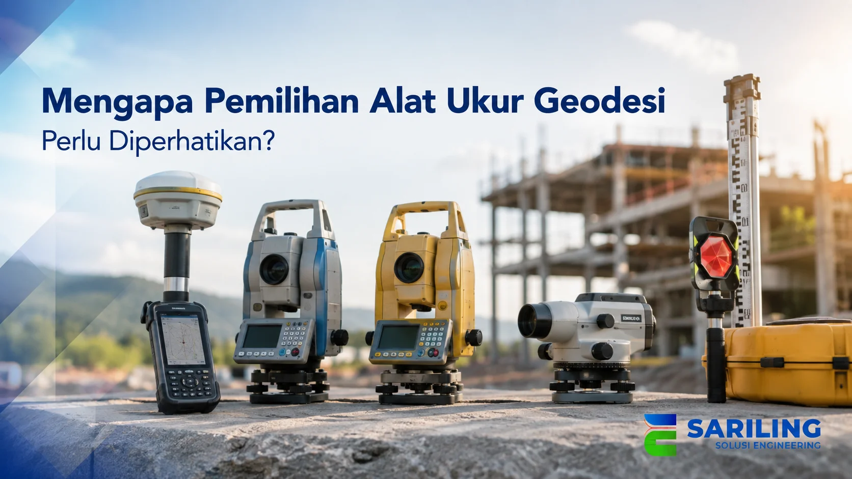 Pemilihan alat ukur geodesi untuk kebutuhan survei.