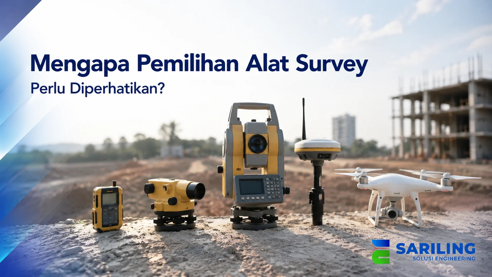 Pemilihan alat survey sesuai kebutuhan pekerjaan lapangan.