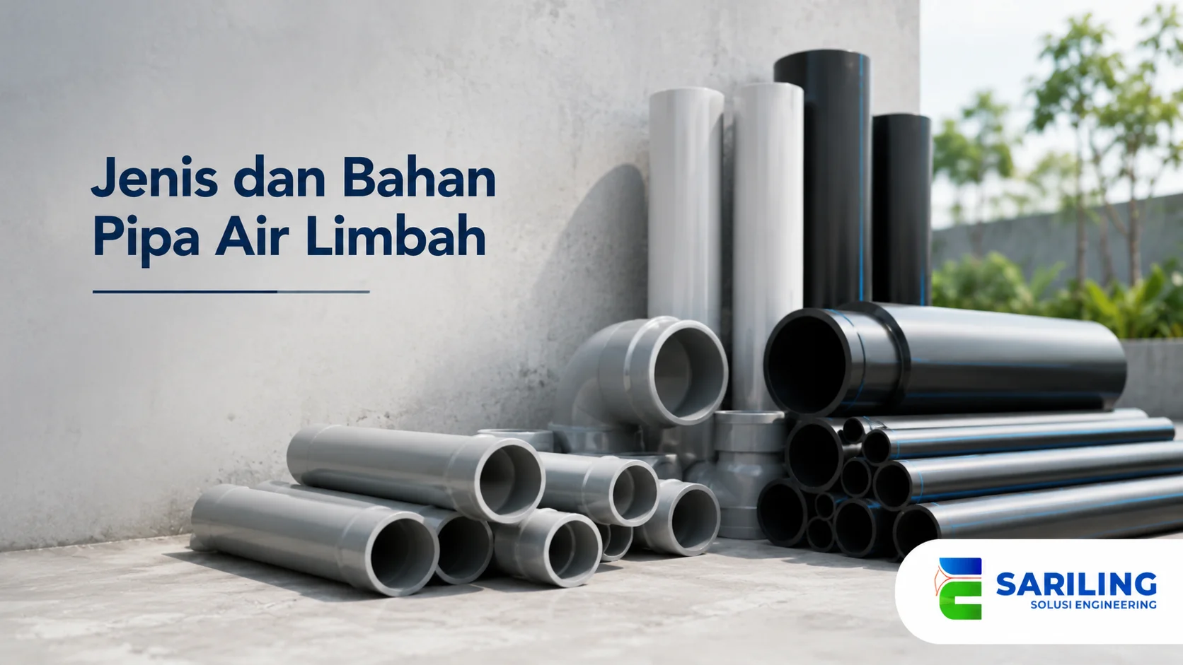 Beragam jenis pipa PVC dan HDPE untuk sistem air limbah.