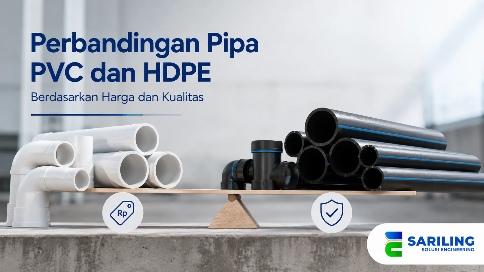 Perbandingan pipa PVC dan HDPE berdasarkan harga, kualitas, dan karakteristik material.
