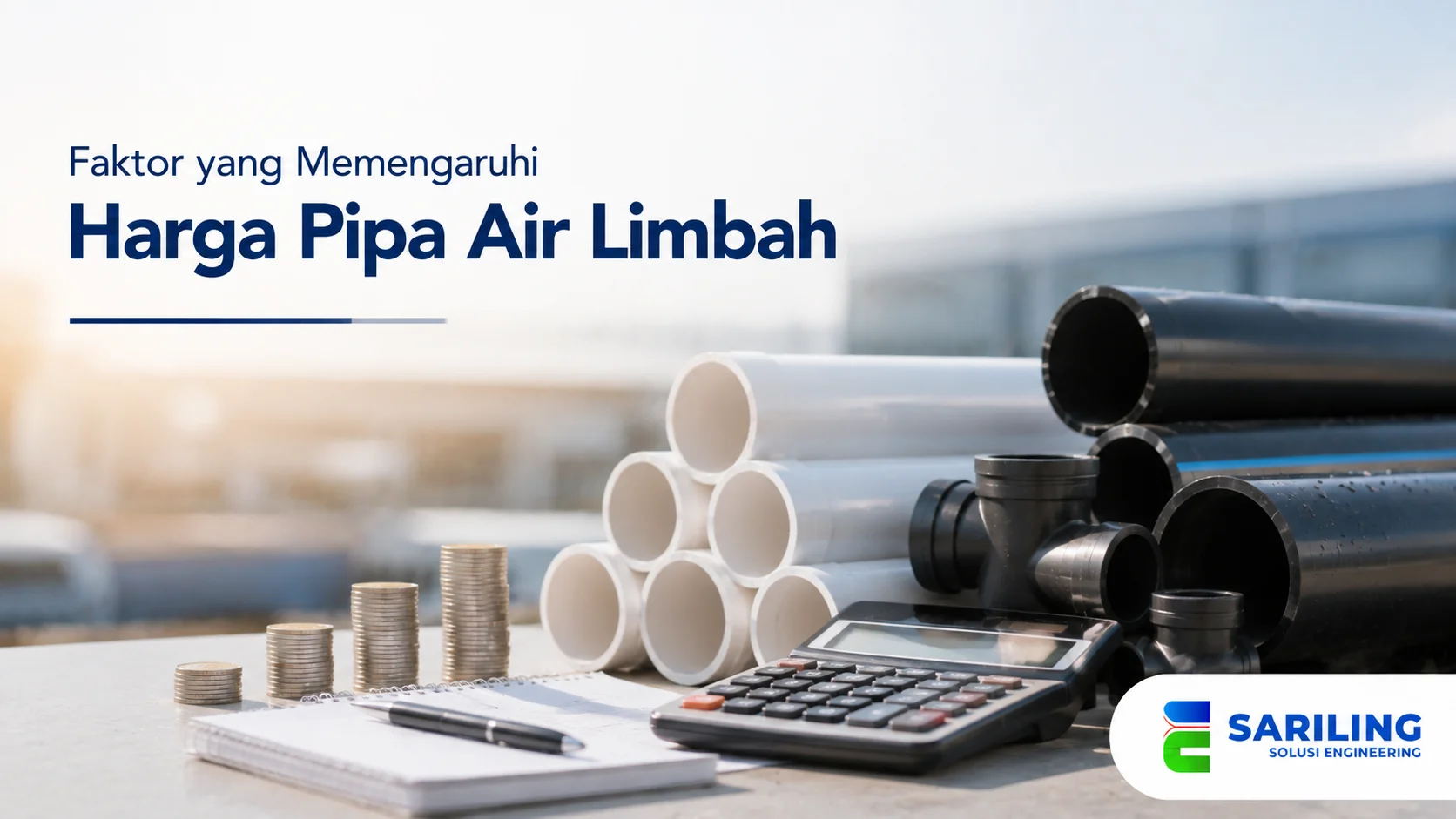 Faktor harga pipa air limbah berdasarkan material, ukuran, dan spesifikasi.
