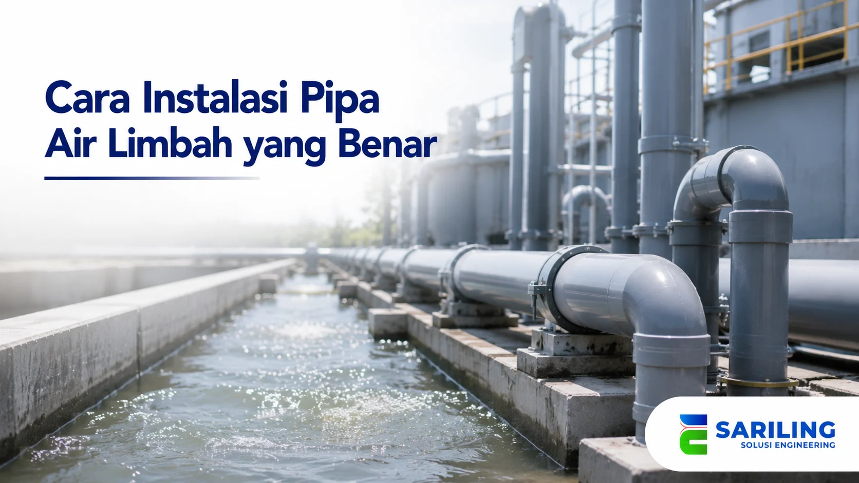 Instalasi pipa air limbah pada sistem IPAL dengan jalur perpipaan yang terpasang rapi.