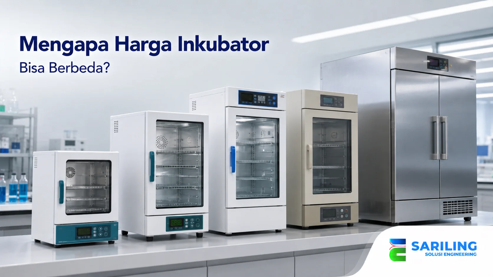Perbandingan inkubator dengan spesifikasi berbeda yang memengaruhi harga produk.
