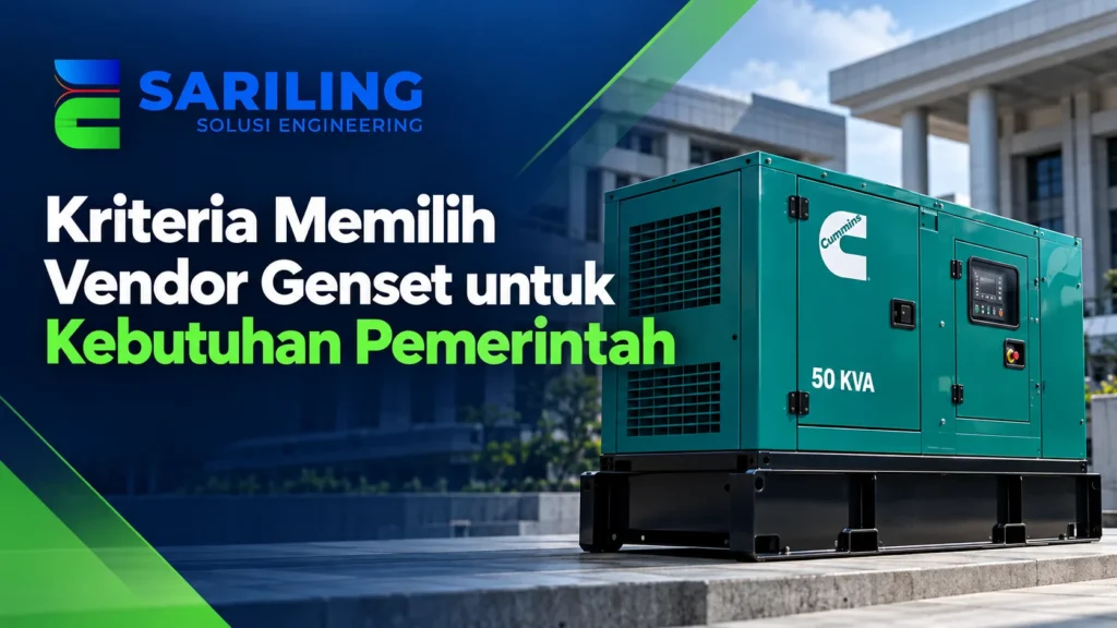 Vendor Genset Cummins 50 KVA untuk kebutuhan pengadaan pemerintah dengan logo Sariling Solusi Engineering.