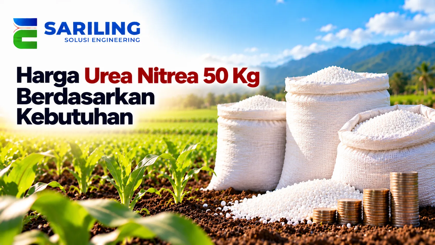 Perbandingan harga pupuk urea Nitrea 50KG berdasarkan skala pemesanan dan kebutuhan pengadaan dinas pertanian.
