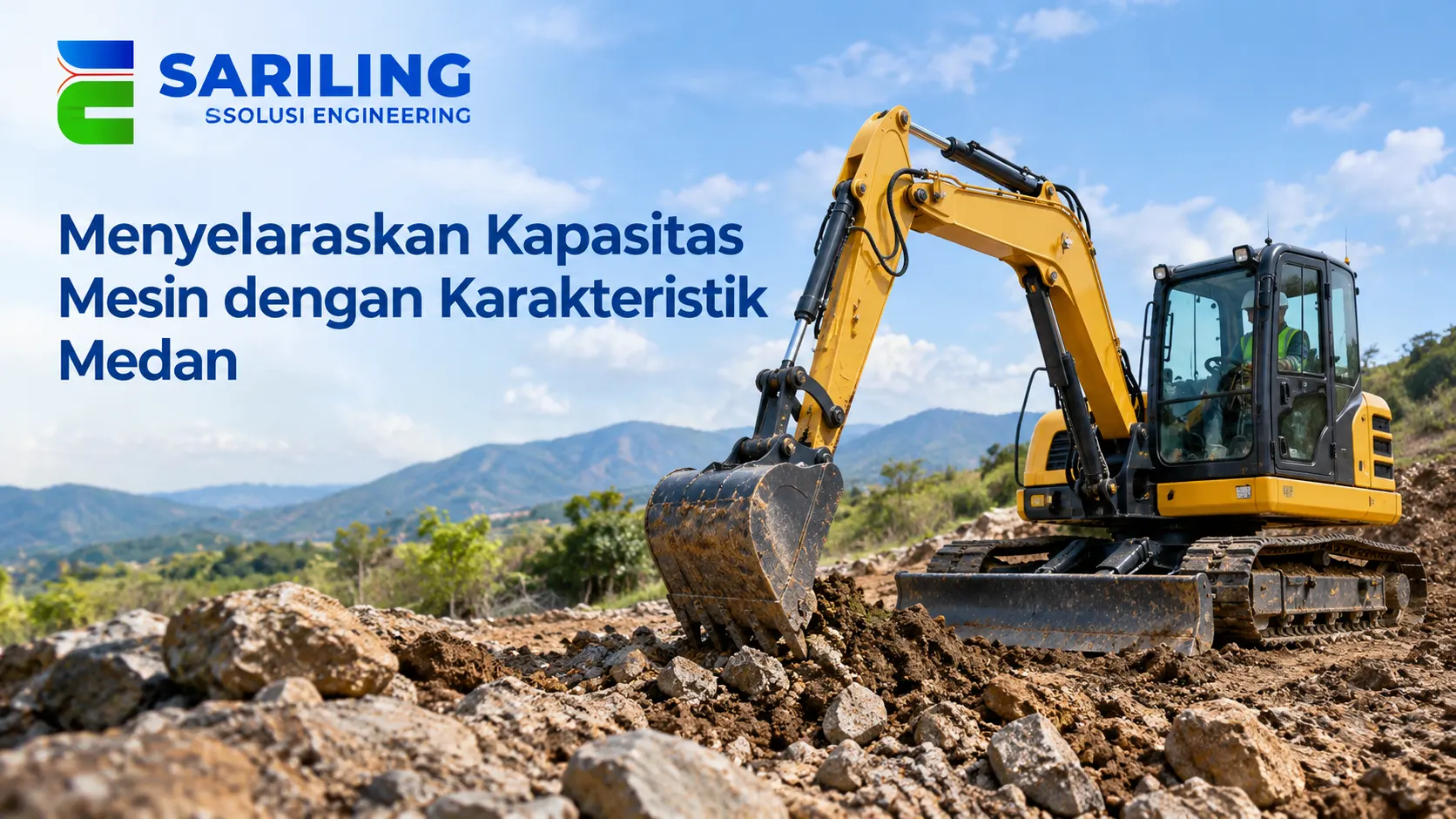 Menyelaraskan Kapasitas Mesin dengan Karakteristik Medan menggunakan excavator di area berbatu.