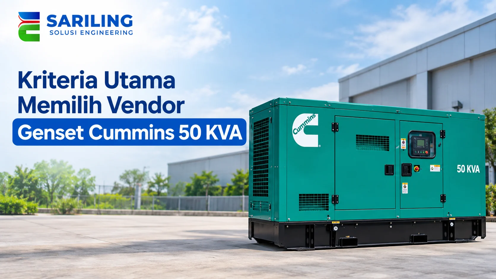Vendor Genset Cummins 50 KVA dengan genset diesel Cummins untuk kebutuhan listrik industri.